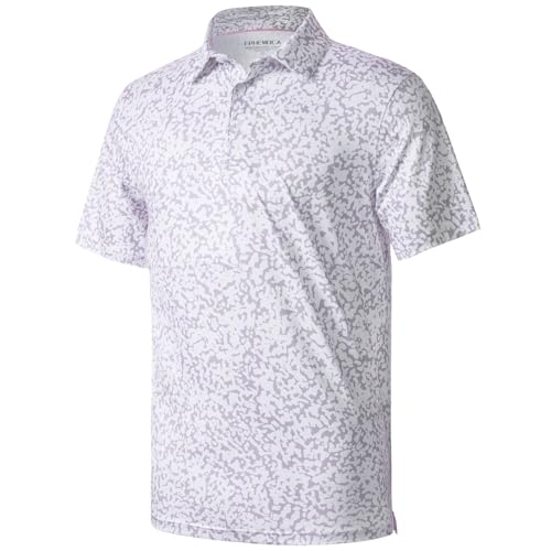 Camiseta polo para hombre de golf con estampado, manga corta, cuello cerrado, UPF 50+, transpirable y ligera miniatura 1