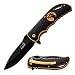 Elk Ridge ER-A008BG Spring Assist Folding Knife, Black Straight Edge Blade, Gold Handle, 4.5-Inch Closed