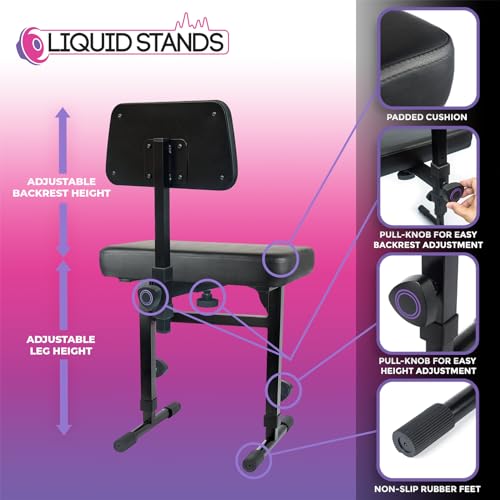 Liquid Stands Banc de Piano réglable – Banc de Clavier de Musique avec Dossier pour support de Clavier de Piano avec Coussin rembourré Noir pour Musiciens - Les Beatles, Paul McCartney, John Lennon, RIngo Starr, George Harrison Liquid Stands Banc de Piano réglable – Banc de Clavier de Musique avec Dossier pour support de Clavier de Piano avec Coussin rembourré Noir pour Musiciens – Image 5