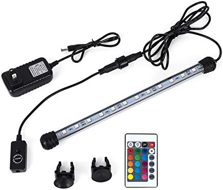 MQ 8 in Submersible LED Aquarium Light, 1.2W Color Changing Fish Tank Light with Remote Control, IP68 Crystal Glass 9 LEDs Lights Bar, for Fish Tank 10-15 inch