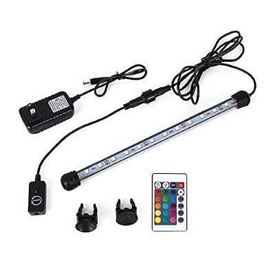 MQ 8 in Submersible LED Aquarium Light, 1.2W Color Changing Fish Tank Light with Remote Control, IP68 Crystal Glass 9 LEDs Lights Bar, for Fish Tank 10-15 inch
