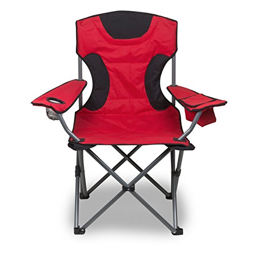 Julido Campingstuhl Klappstuhl Angeln rot/schwarz mit Kühltasche