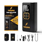 Dual Power Tire Inflator Portable Air Compressor - 5X Faster 160 PSI Cordless Air Pump for Car Tires, Truck, SUV - 7500mAh & 12V DC Powered with Digital Gauge, LED Light & Auto Shut-Off, With Case