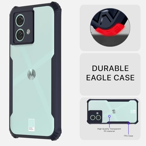 Image of Outlouders Back Cover for Motorola Moto Edge 40 Neo | Ultra Hybrid Transparent | Full Camera Protection | Raised Edge | Crystal Clear Bumper Case (Blue)