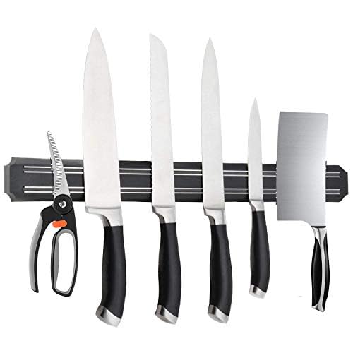 Amari Bargains Strong Magnetic Knife Holder For Wall - Kitchen Utensils Organization - Knives Holder Bar - Wall Mounted Knife Rack - Block Strips Magnet - Magnetic Tools Hanger (20cm, Stainless Steel)