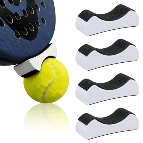 Hoteam 4 Pack Tennis Ball Pickers for Racket Tennis Ball Picker Upper Retriever Attachment Pick up Tool for Rackets Clip on Collector No Bending Quick Pickup Picker Training Tool Gifts
