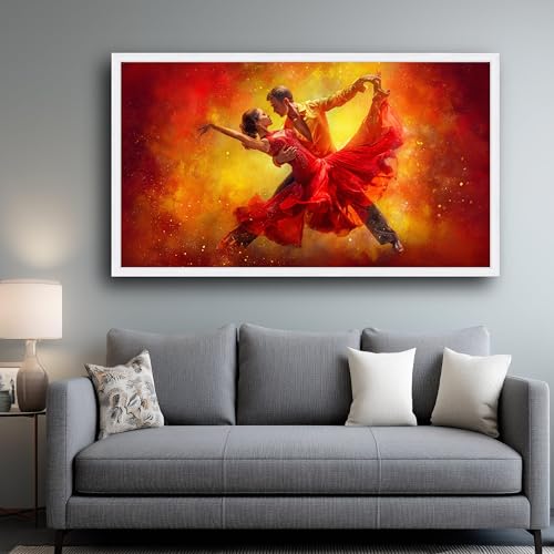XBTYKPB Tango, vestido rojo, lienzo decorativo, arte mural de estilo famoso, pintura de pareja bailando, pósteres de lienzo para decoración del hogar con un toque dramático (70x130cm/sin marco).