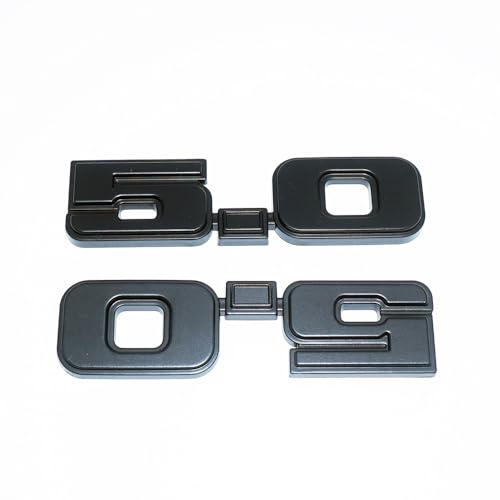 Image of 2Pc 1979-1993 5.0 Liter Engine Emblem Driver & Passenger Side Badge Nameplate Replacement for D9ZZ-16228-BC (Matte Black)