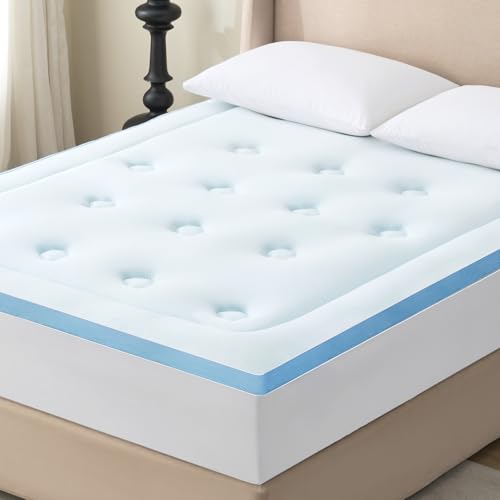 Image of Hansleep Full Size Mattress Topper Memory Foam, Full Foam Mattress Pad | Viscose Derived from Bamboo, Full Bed Pillow Top Mattress Pad Cover for Back Pain Relief and Hot Sleepers, 54 inch x 75 inch, White