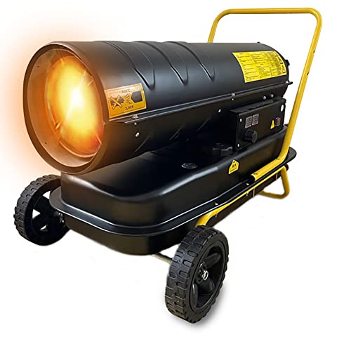 Tragbare Kerosinheizung mit Rädern für Garage, Werkstatt, Gewächshaus, Schuppen, Bauernhof, Dual-Screen-Display, intelligenter, industrieller Diesel-Raumheizlüfter (20KW)