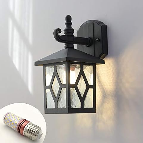 Retro Wall Light, 10W Outdoor Square Wall Lamp, E27 Bulb, Die-cast Aluminum Lamp Body and Glas, Waterproof and Rustproof, IP44, Antique Wall Lamps for Gardens, Terraces, Villas, Corridors, Balconies Cover