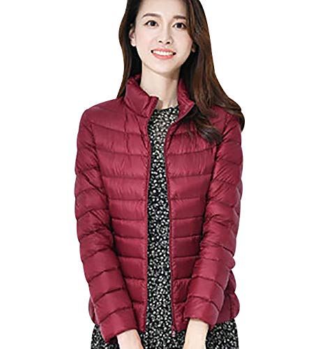 Plumifero Ultraligero Mujer Abrigo Plumas Ligeros Mujer Invierno Plumon Plumón Ligero Mujer Abrigo Acolchado Mujer Abrigos Plumiferos Mujer Chaqueta Pluma Ligera Cazadoras Plumífero Señora Rojo 3XL
