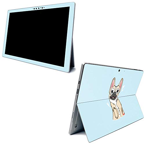 Image of MightySkins Carbon Fiber Skin for Microsoft Surface Pro 7 - Frenchie Love | Textured Carbon Fiber Finish | Easy to Apply, Remove, and Change Styles | Made in The USA