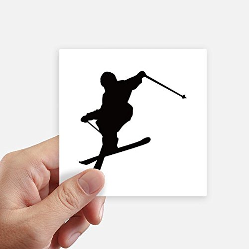 Autocollant ski noir silhouette format carré 10cm graphisme multicolore lot de 8 - 2