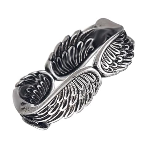 JESMING Angel Wing Ring 925 Sterling Silver Plated Feather Ring Minimalist Personalized Ring for Women (Silver, 8) Cover