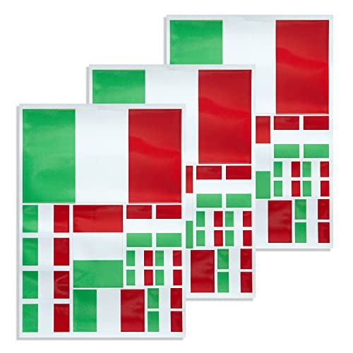 Image of CANTENDO 3Pack Italy Flag Decal - Italy Flags Reflective Vinyl Car Stickers - for Car Window Bumper Waterproof Sticker (12 x 8.5 Inch)