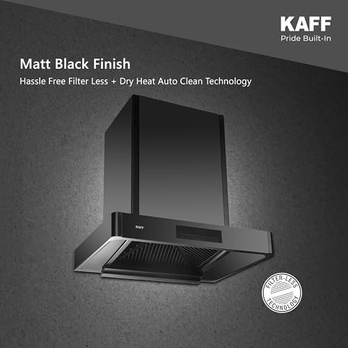 Image of KAFF XPRO 60 cm Filterless Auto Clean Kitchen Chimney | 1400 m /hr Suction | Motion Sensor & Touch Control | Black Glass | Low Noise | 7 Years Warranty on Motor
