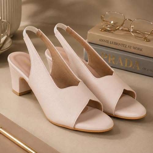 Image of TRASE Ankle Strap Pointed Toe Block Heel Pumps Sandals For Women| Fashionable Sandals, Office, Party and Formal Occasions | Light weight, Soft Footbed, Comfortable & Stylish - (47067)