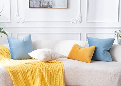 Image of JUSPURBET 24x24 Decorative Velvet Throw Pillow Covers Set of 2,Light Blue | Modern Soft Cushion Covers Cases with Invisible Zipper for Couch Sofa Bed Living Room Bedroom Home Decor