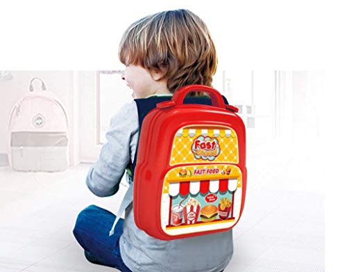 MOCHILA BOLSA FAST FOOD FAZ DE CONTA Fast Food Atrás da Bolsa 29 PEÇAS 3X1 BRINQUEDO EDUCACIONAL EST