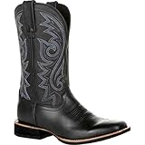  OROSUA Herren Cowboystiefel Vintage Slip-On Stiefel mit mittlerer Wade Stickerei Geteiltes Muster Spitzzehenblockabsatz Anti-Rutsch-Patchwork-Lederstiefel
