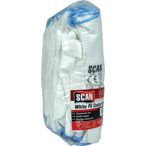 Gants enduits de polyuréthane anti-glisse Scan SCAGLOPUW12L pour éviter les coupures légères