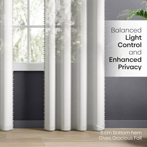 Image of haus & kinder Sheer Door Curtains 7 Feet Long Pack of 2 Door Curtains, 7 Feet Curtains for Door, Light-Filtering & Breathable (Luma White, 114x213cm)