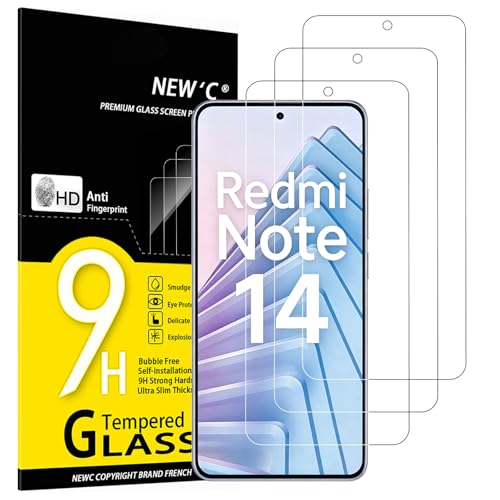 NEWC 3 Stück für Xiaomi Redmi Note 14 5G/4G für Panzerglas (nicht kompatibel mit Xiaomi Redmi Note 14 Pro 5G) Frei von Kratzern 9H Härte HD Displayschutzfolie Ultra-klar Ultrabeständig folie