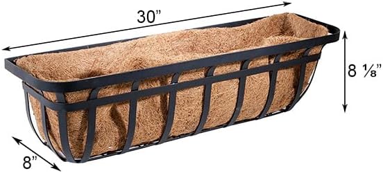 Panacea 88557 Flat Iron Series Planter Boxes, Black, 30" L, Pack of 3