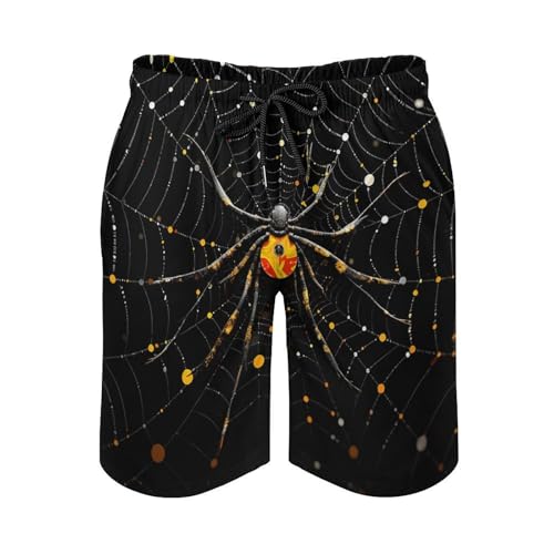 Mens Shorts Spider in Web Men Swim Trunks Quick-Dry Beach Shorts with Drawstring Pocket Bathing Suit3