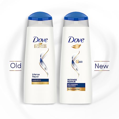 Image of Dove Intense Repair Shampoo 340 ml - Repairs Dry and Damaged Hair, Strengthening for Smooth & Strong Hair - Mild Daily for Men & Women (Pack of 2)