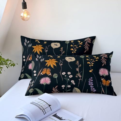 Housse de couette 140x200 prune parure de lit microfibre papillon