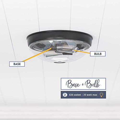 Prominence Home Madalyn 13\" Bronze Flush Mount Clear Seeded Round Glass Ceiling Light - 51539-01 - Thumbnail 7