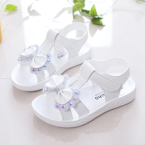 IWIHMIV Girls Sandals Summer Open Toe Soft Sole Non Slip Flat Dress Bow Shoes Toddler Slip On Sandals for Girls3
