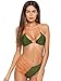 SOLY HUX Women's Sexy Halter Ladder Cutout Brazilian 2PCS Bikini Set Swimsuits Army Green M
