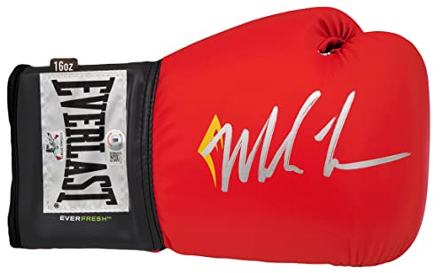 Image of Mike Tyson Autographed Everlast Everfresh Boxing Glove (Right Handed RH, Silver) Beckett BAS Stock #202301 - Autographed Boxing Gloves