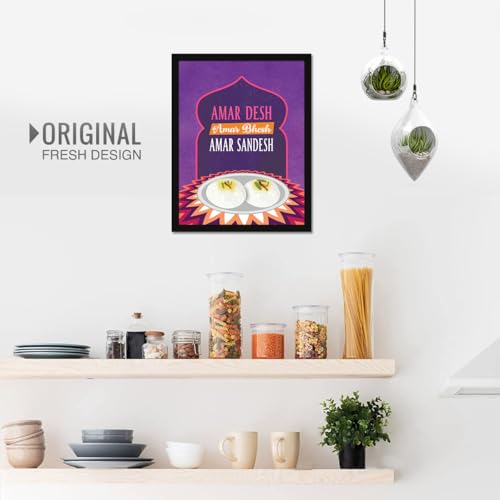 Image of Chaka Chaundh - Sandesh mithai poster - Sweets Mithai shop and confectionery store wall art framed quotes decor item - Restaurant cafe food Deserts poster frame decoration items - 14 X 11 inches