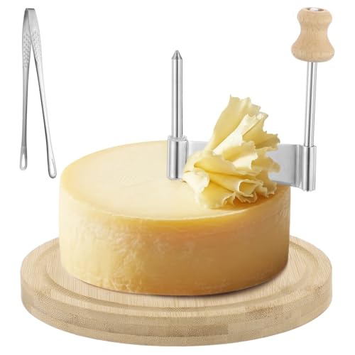 Set rallador manual de queso Tête de Moine con base de madera miniatura 1