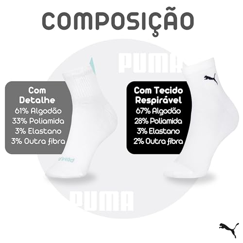 Meia Puma Cano Médio Feminino Colors & Heart - KIT 6 PARES | KIT - C | 34-39