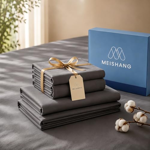 Image of MEISHANG 1000TC Egyptian Cotton Sheets King, 16 inch Deep Pocket | 1000TC Egyptian Cotton Sheets, Sateen Weave, Ultra Soft & Breathable, OEKO-TEX Certified