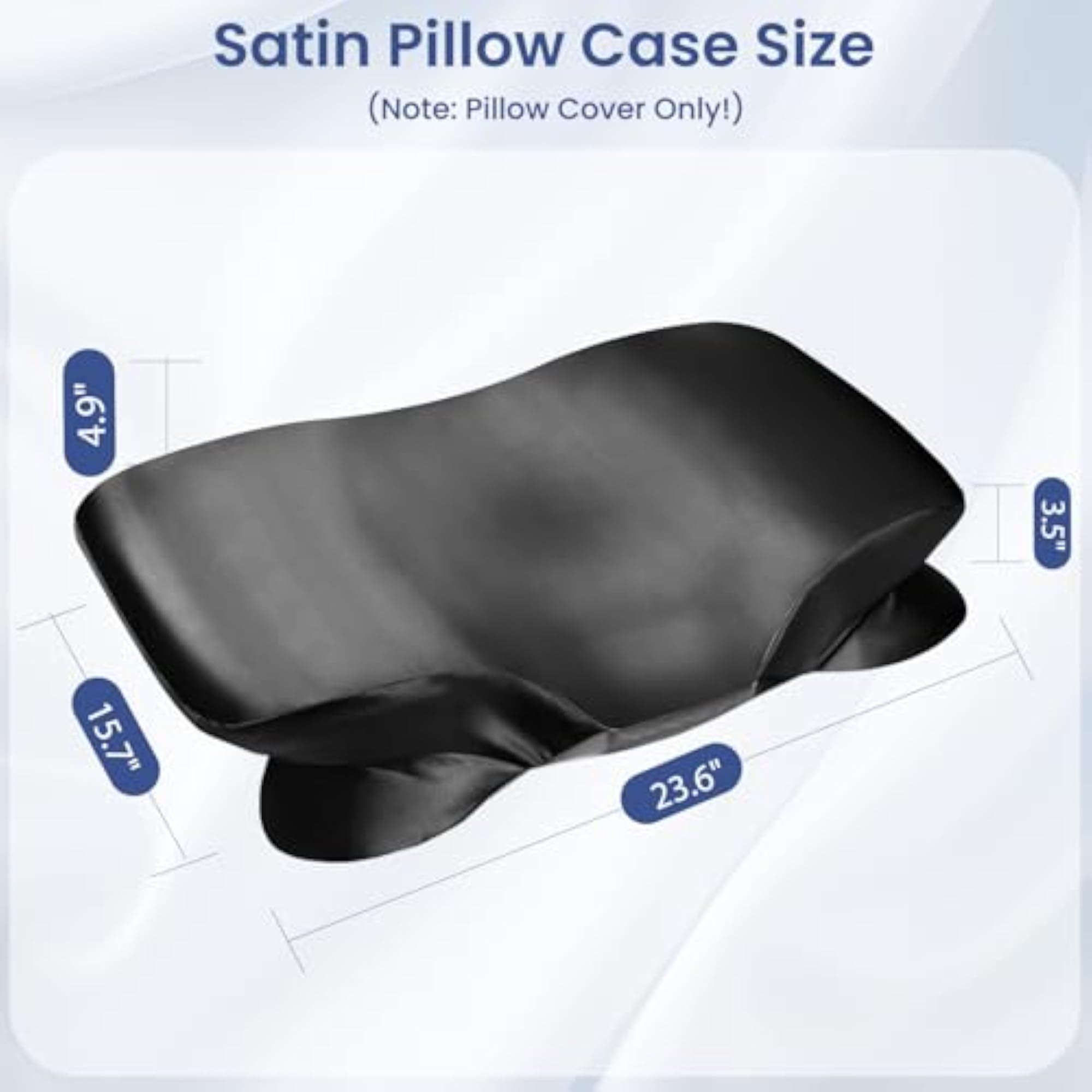 Ergonomic Satin Pillowcase for Cervical Pillow, Black