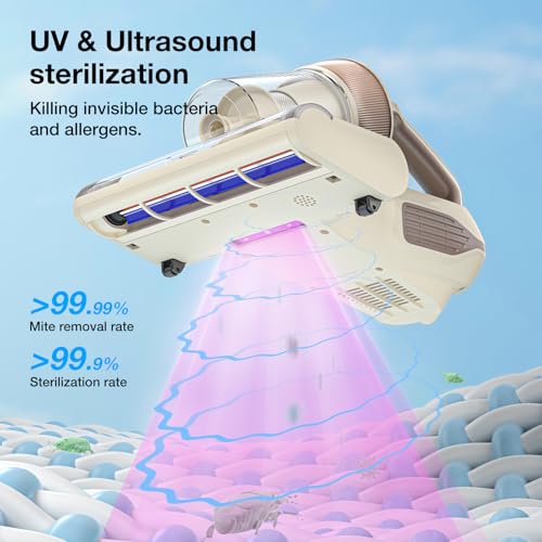 Image of Jimmy BX6 Lite Mattress Vacuum Cleaner with Dust Sensor, 15Kpa Suction & 600W Powerful Handheld Vacuums, Bed Vacuum with UV & Ultrasound, Hot Wind Technology (Light Weight,Corded, Beige)