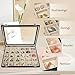 Stratalife Earring Organizer Jewelry Holder Organizer Drawer Earring Storage Jewelry Tray with Clear Lid Ring Box for Women Girls Anti Tarnish 30 Grid (Beige Black)