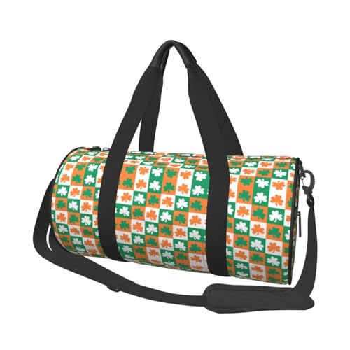 Duffel Bag Irish Shamrock Clover Round Gym Bag For Men Women Duffle Bag Lightweight For Travel Sports
