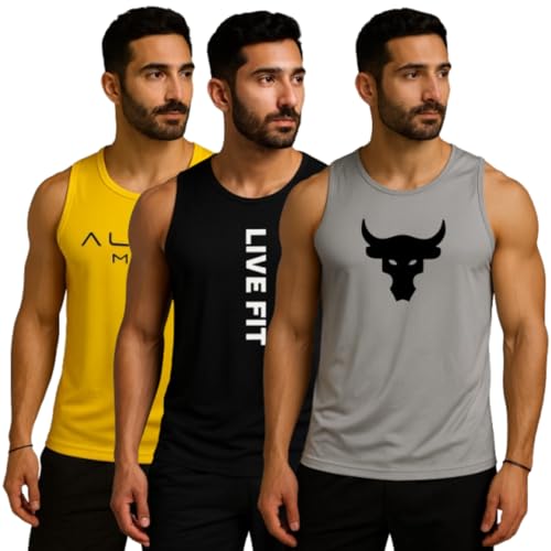 Image of Pack of 2 Sando For Men Men's Sleeveless Round Neck Vest - Pack of 2, Polyester Fabric, Quick Dry Gym & Casual Wear Gym Fit