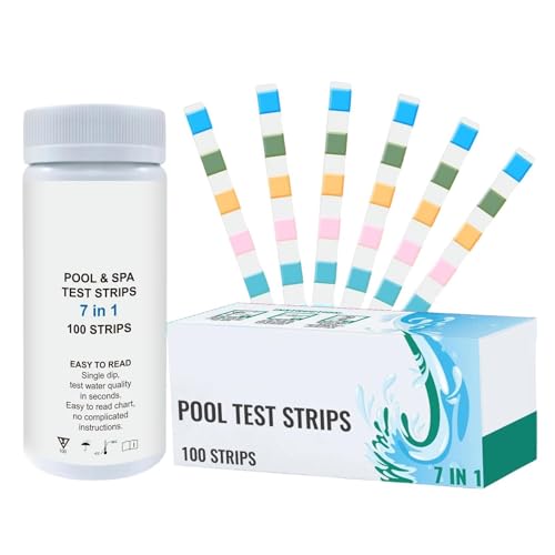Tiras de prueba para bañera de hidromasaje, paquete de 100 y pruebas de agua precisas, tiras de prueba de pH para agua de piscina: para uso en estanques, acuarios, acuicultura, patios traseros y