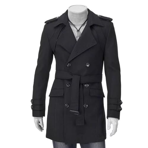 Mens Business Casual Trench Coat Slim Fit Notched Collar Warm Long Overcoat Fall Winter Double Breasted Pea Coat2