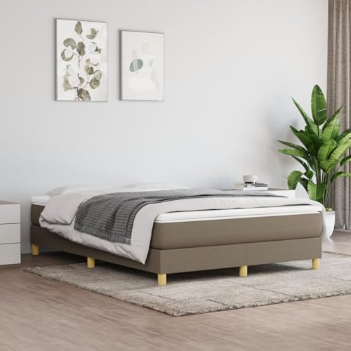 Gecheer Lit complet avec matelas, lit Box Spring avec matelas, mobilier maison, chambre, salon Tissu gris taupe 140 x 190 cm ; Style 3