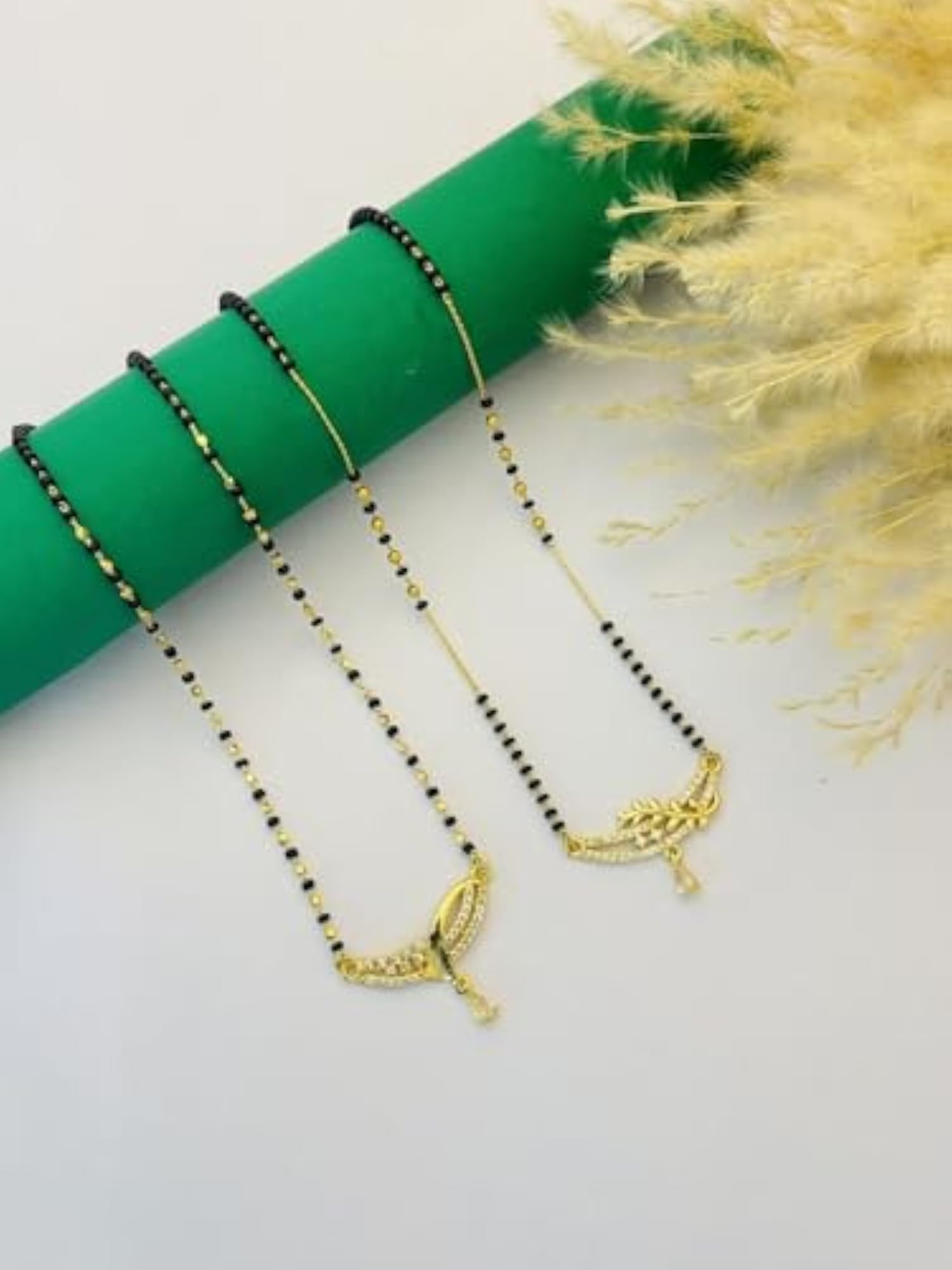 Women's Gold Plated Simple 2 Pendant Chain Mangalsutra