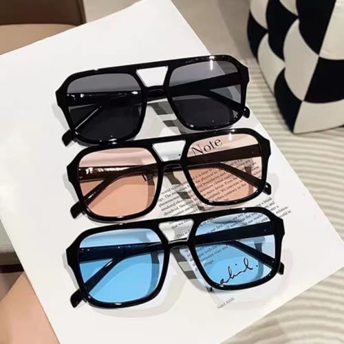 Image of Retro 70s Square Aviator Sunglasses Women Men Vintage Rectangle Sunglasses Flat Frame Trendy Shades
